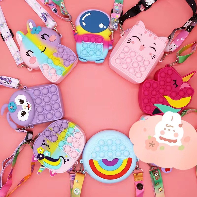 Ratón asesino pionero moneda monedero bolso de los niños de dibujos animados lindo presionando bolsa de silicona unicornio hombro crossbody gato bolsa