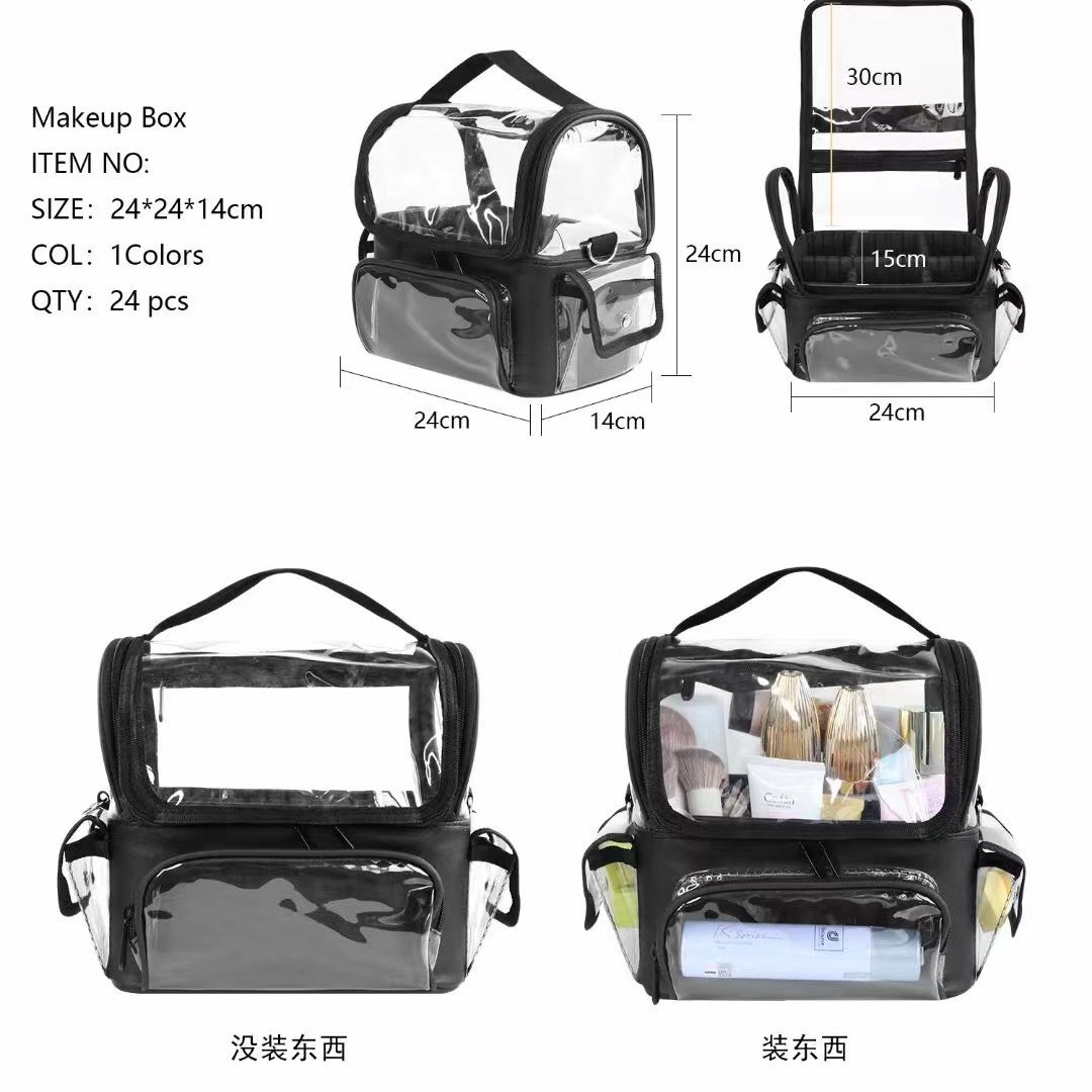 Partición transparente bolsa de cosméticos de gran capacidad bolsa de lavado impermeable multifuncional caso cosmético cuidado de la piel maquillaje bolsa de almacenamiento en stock