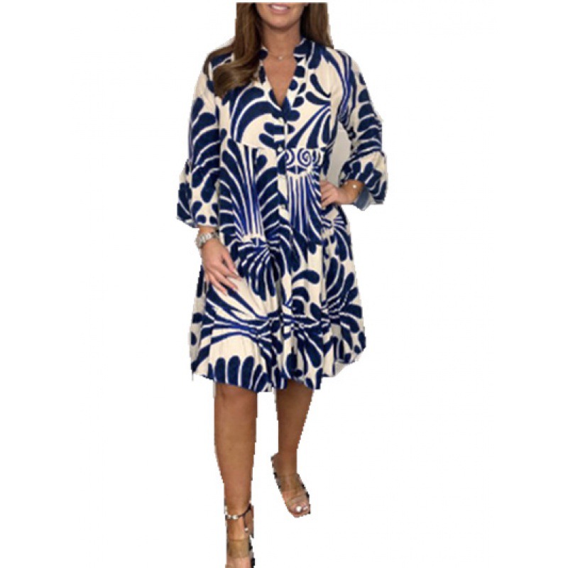 Robe décontractée imprimée populaire pour femmes_voghion.com