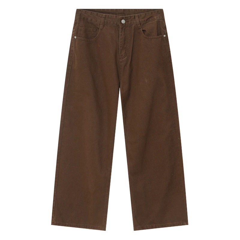 Мужская одежда MTLCLOTHES | Новые джинсы прямого кроя в корейском стиле, свободные, с простым дизайном, со средней высотой талии, повседневные, модные, на все сезоны.