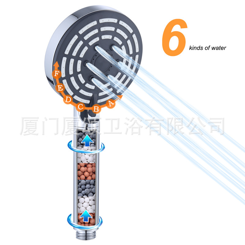 New Foreign Trade Model Concealed 6-Speed Pressurized Filter Shower Set for Home Bathroom, Electroplated Bathroom Accessories