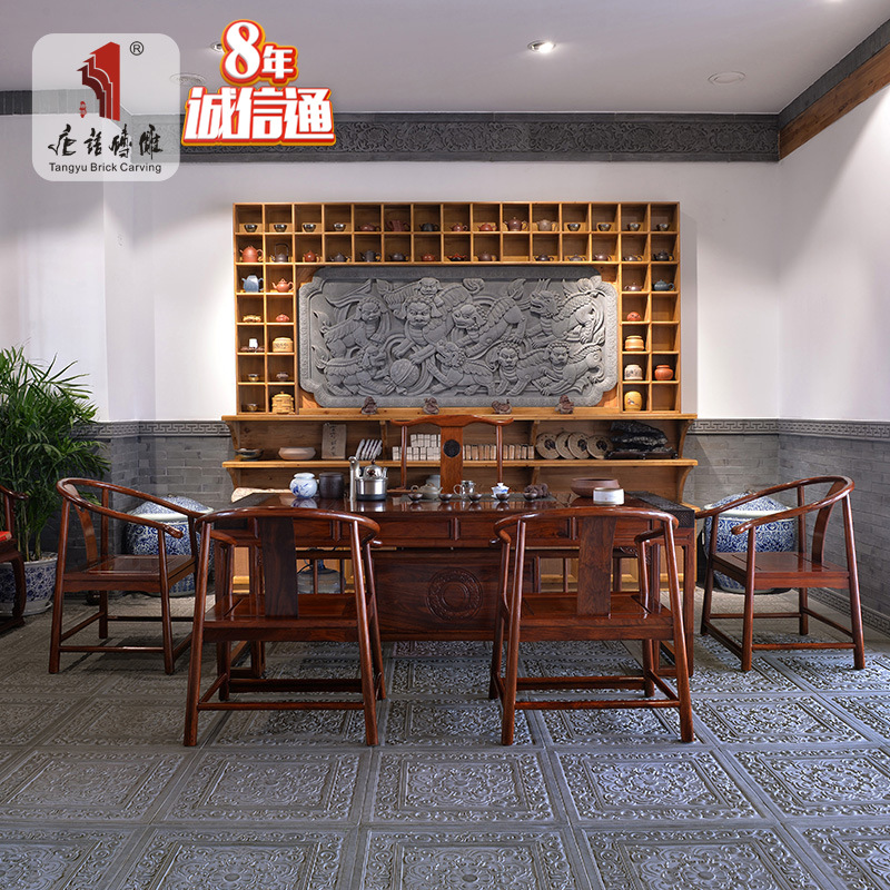 唐语砖雕仿古砖青砖中式园林影视城装饰影壁墙照壁浮雕 事事如意