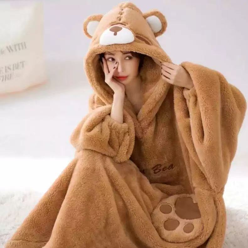 Fashionable Thickened Home Pajamas Couple Hooded High-Value Princess Style Winter Capybara Pajamas Warm Pajamas
