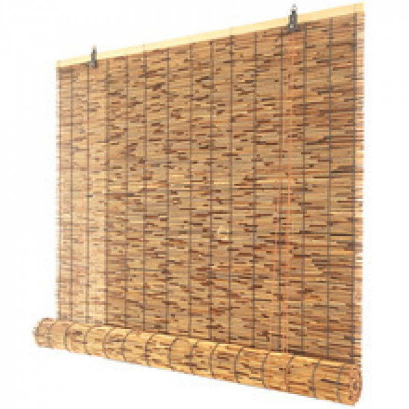 Reed Curtain Straw Curtain Straw Mat Reed Curtain Partition Door Curtain Curtain Decoration Retro Balcony Blackout Sunshade Bamboo Curtain Roller Blind