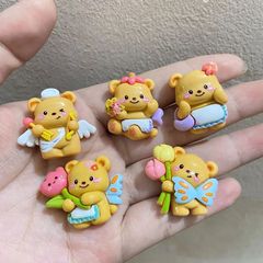 バター熊樹脂部品クリームゴムdiy手作りヘアピン携帯ケース冷蔵庫コップにキーホルダー材料を貼る