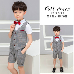 2023 Children's Clothing Boys Suit Vest Three-piece Children's Plaid Performance Suit Children's Day Dress Wholesale