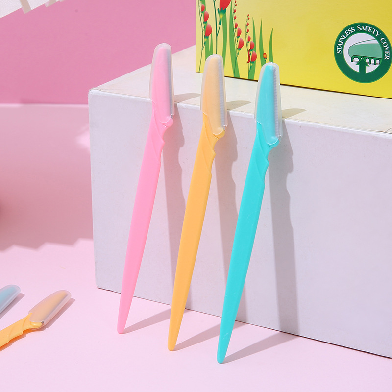 Fabricante suministra paquete de 6 rasuradores de cejas de acero inoxidable con mango, rasuradores afilados, rasuradores de cejas, herramientas de belleza al por mayor