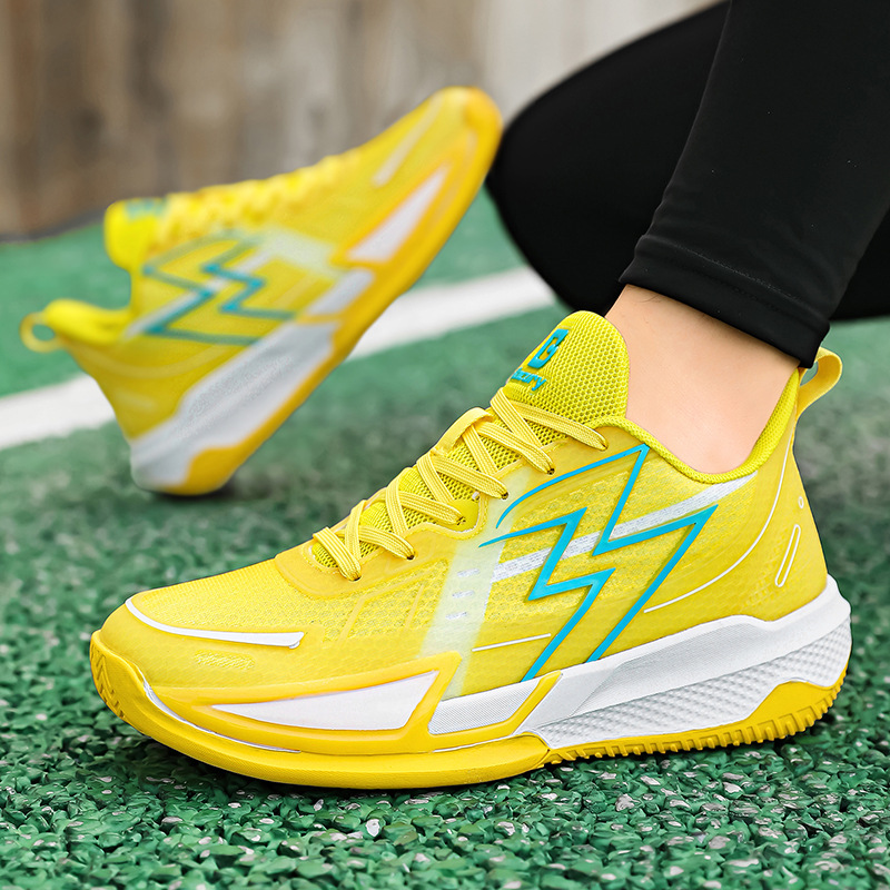 Practical low-top basketball shoes for men and women, mesh breathable training shoes, shock-absorbing, non-slip sports shoes, fashionable luminous trendy shoes