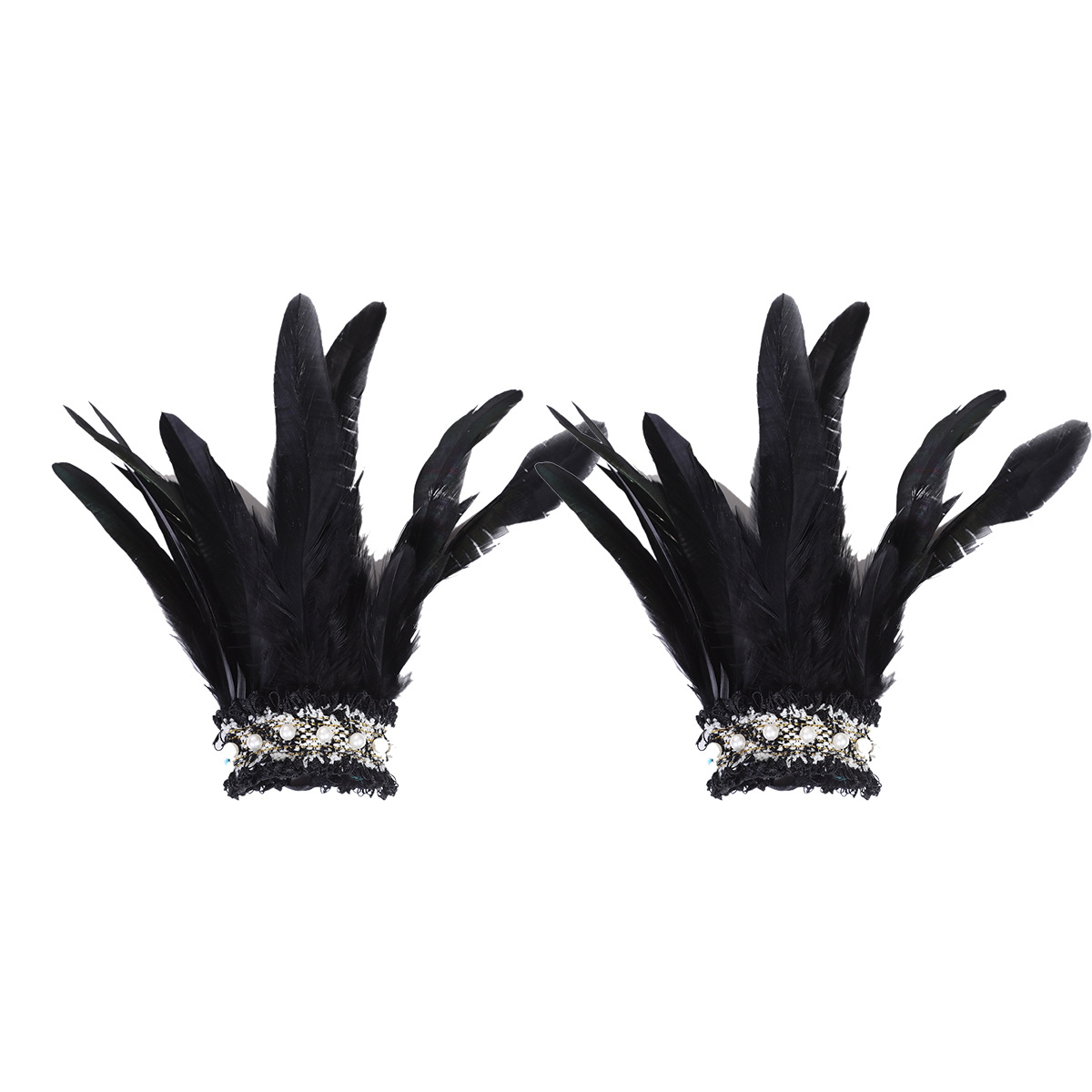 Brazaletes de plumas góticas transfronterizas de baile de maquillaje de fiesta de perlas de muñeca de carnaval decoraciones de joyas de mano