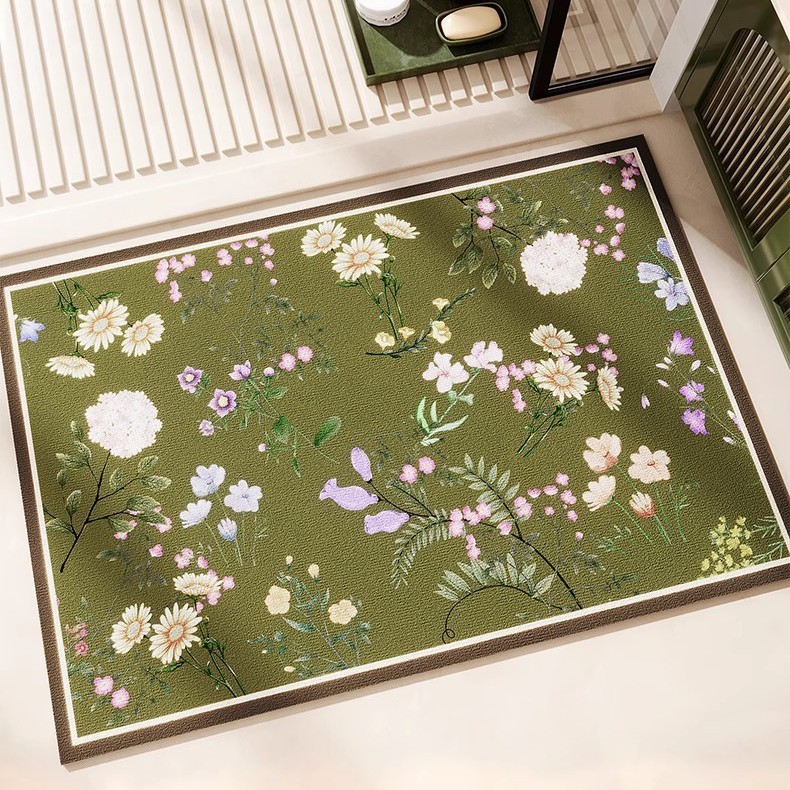 绿色系植物花卉浴室地垫卫生间厕所吸水防滑垫硅藻泥地毯脚垫子|undefined