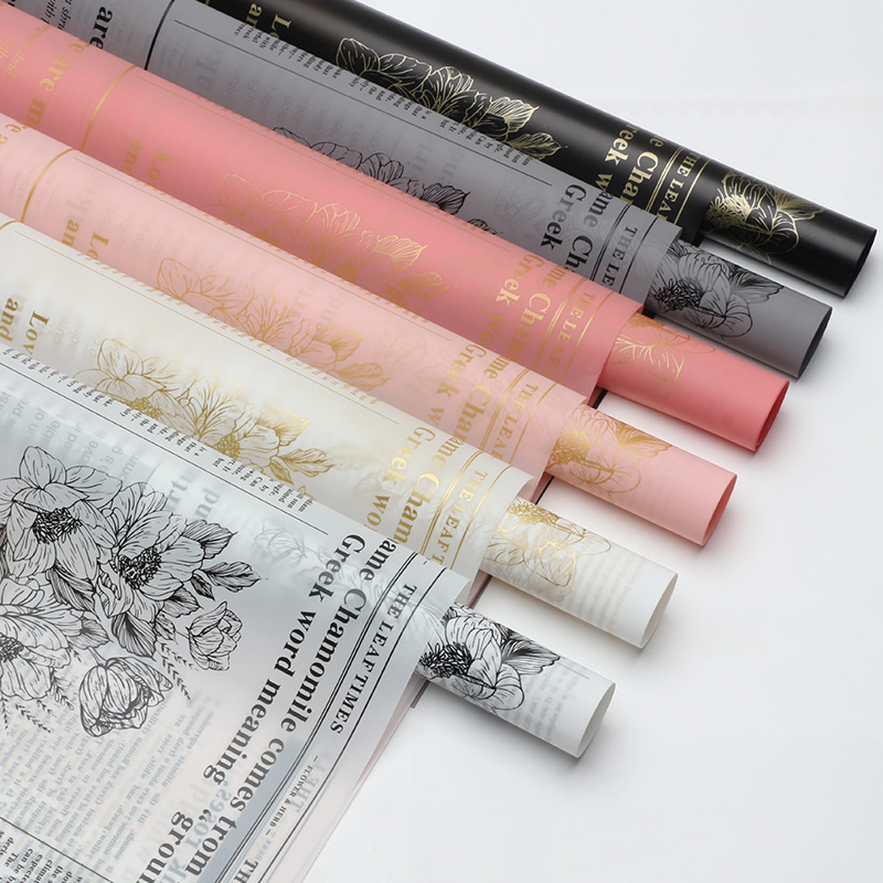 Huaxi Herbal Plant Papel de embalaje de flores Impresión en inglés Paquete de regalo mate impermeable Papel de flores Florería Materiales de ramo