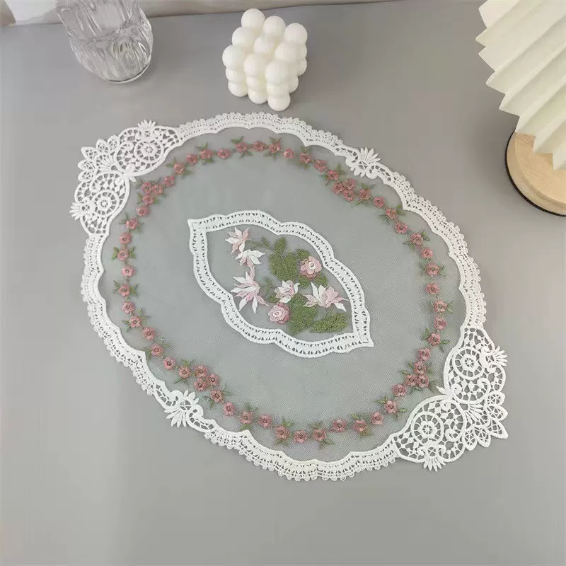 韩式复古蕾丝餐垫镂空刺绣桌布沙发垫抱枕贴布婚庆桌旗摆拍道具