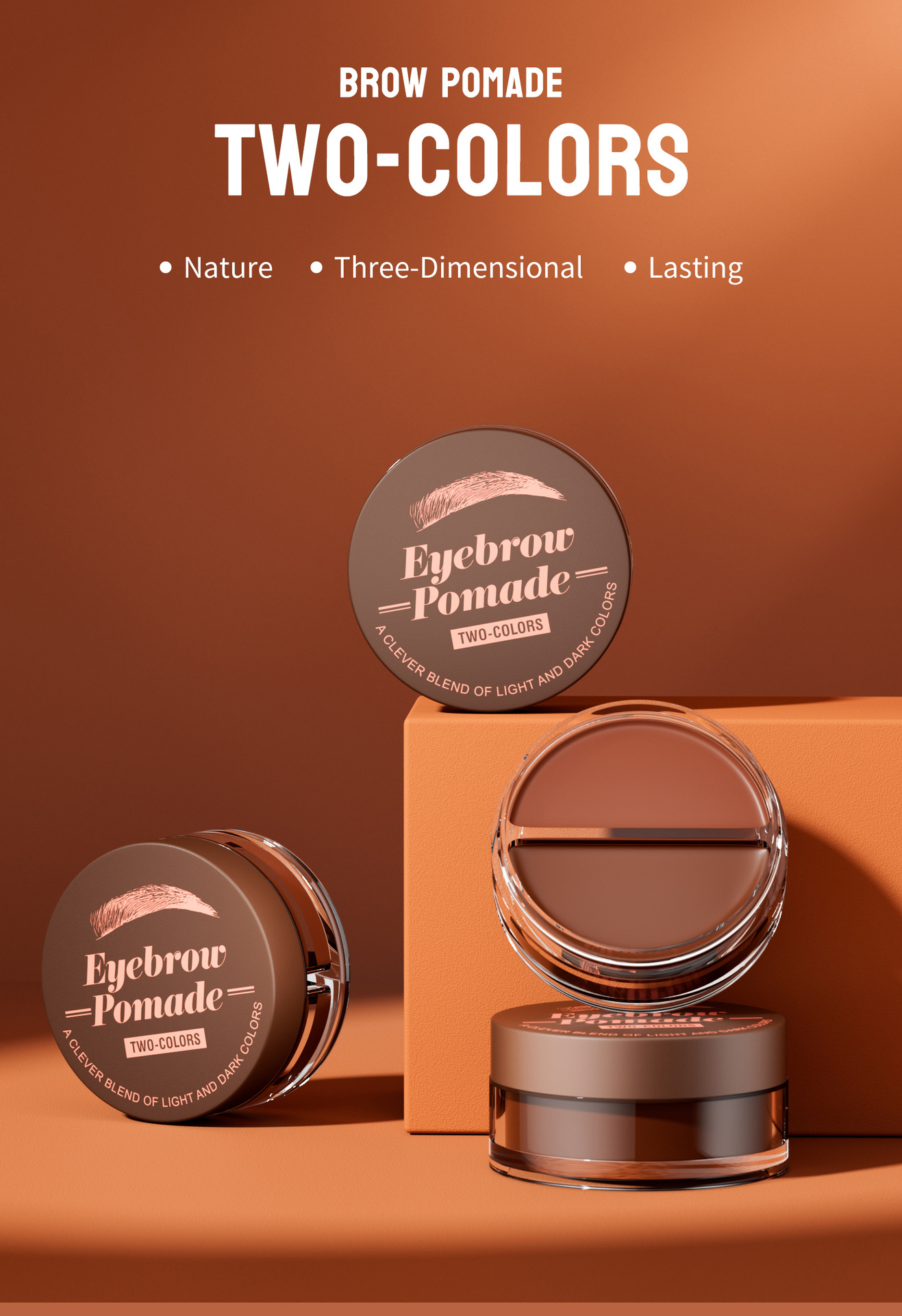 Hellokiss Two-Color Eyebrow Cream 2-in-1 Natural Long-lasting and color-enhancing Eyebrow Shaping Cream Wild Eyebrow Brow Pomade Specification drawing