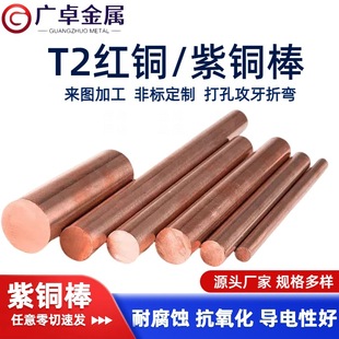 T2紫銅棒 紅銅棒實心棒電極模具放電圓棒電極銅條接地紅銅棒加工