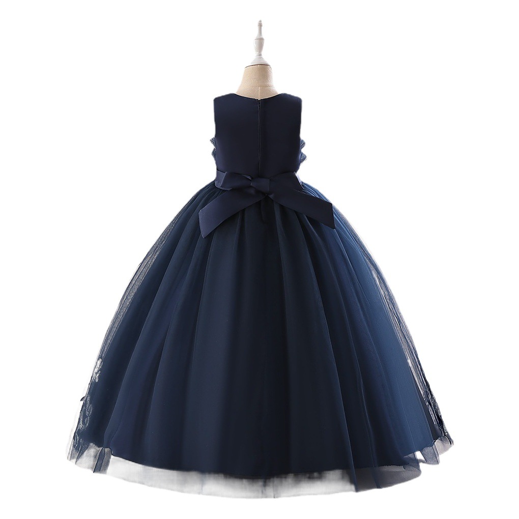 Europa y América nueva chica princesa pettiskirt flor con cuentas lentejuelas vestido largo boda niña de las flores de acogida