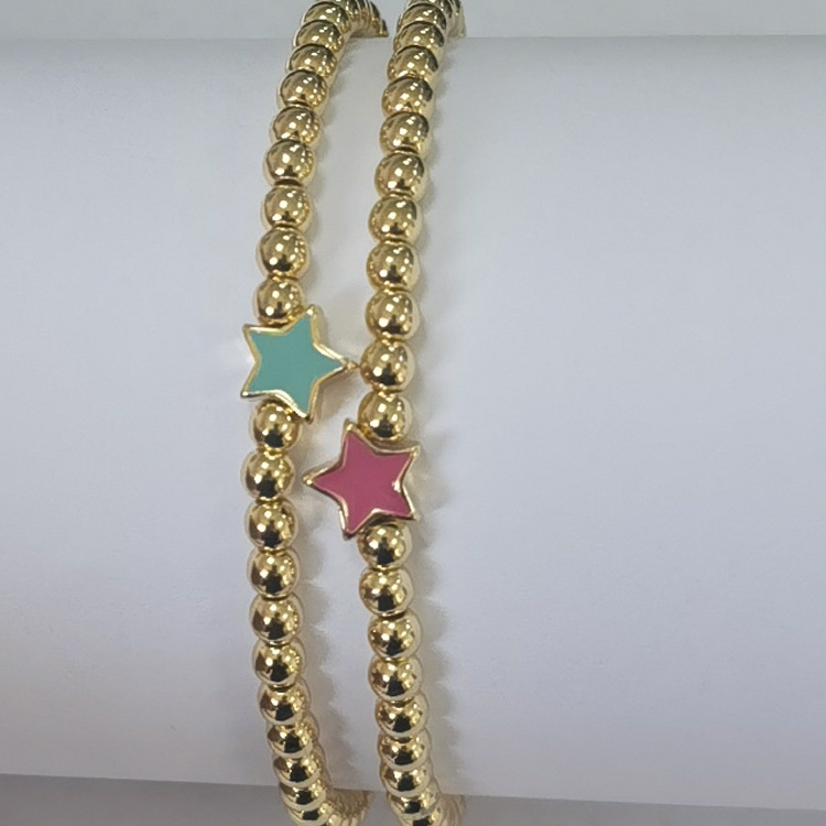 2 Pieces Simple Style Star Heart Shape Resin Beaded Enamel Women's Bracelets display picture 4