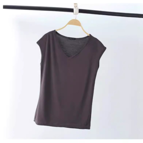 Modest V-neck sleeveless summer thin T-shirt women's loose plus size top casual versatile tank top