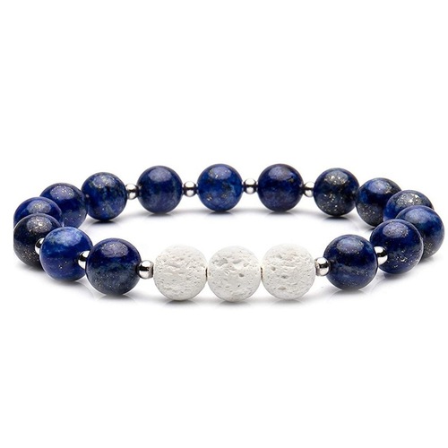 Amazon Volcanic Glass Tiger's Eye Beaded Necklace for Couples, Elastic Cord Bracelet for Men and Women, Fashion Accessory