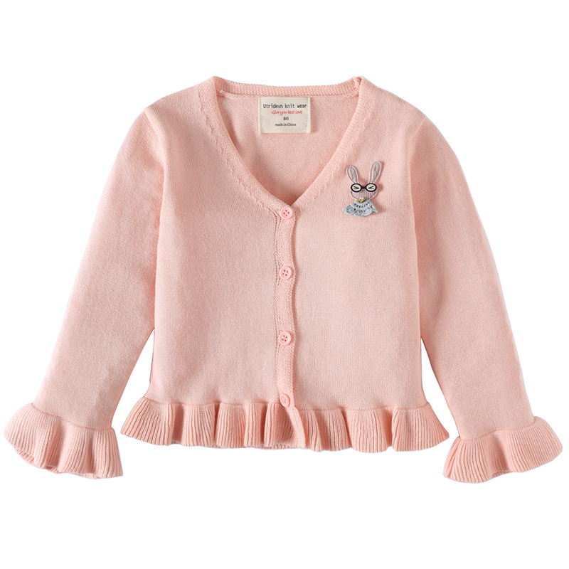2023 primavera y otoño estilo coreano oreja de madera cuello en V punto cardigan abrigo de algodón chal niños suéter de bebé cardigan