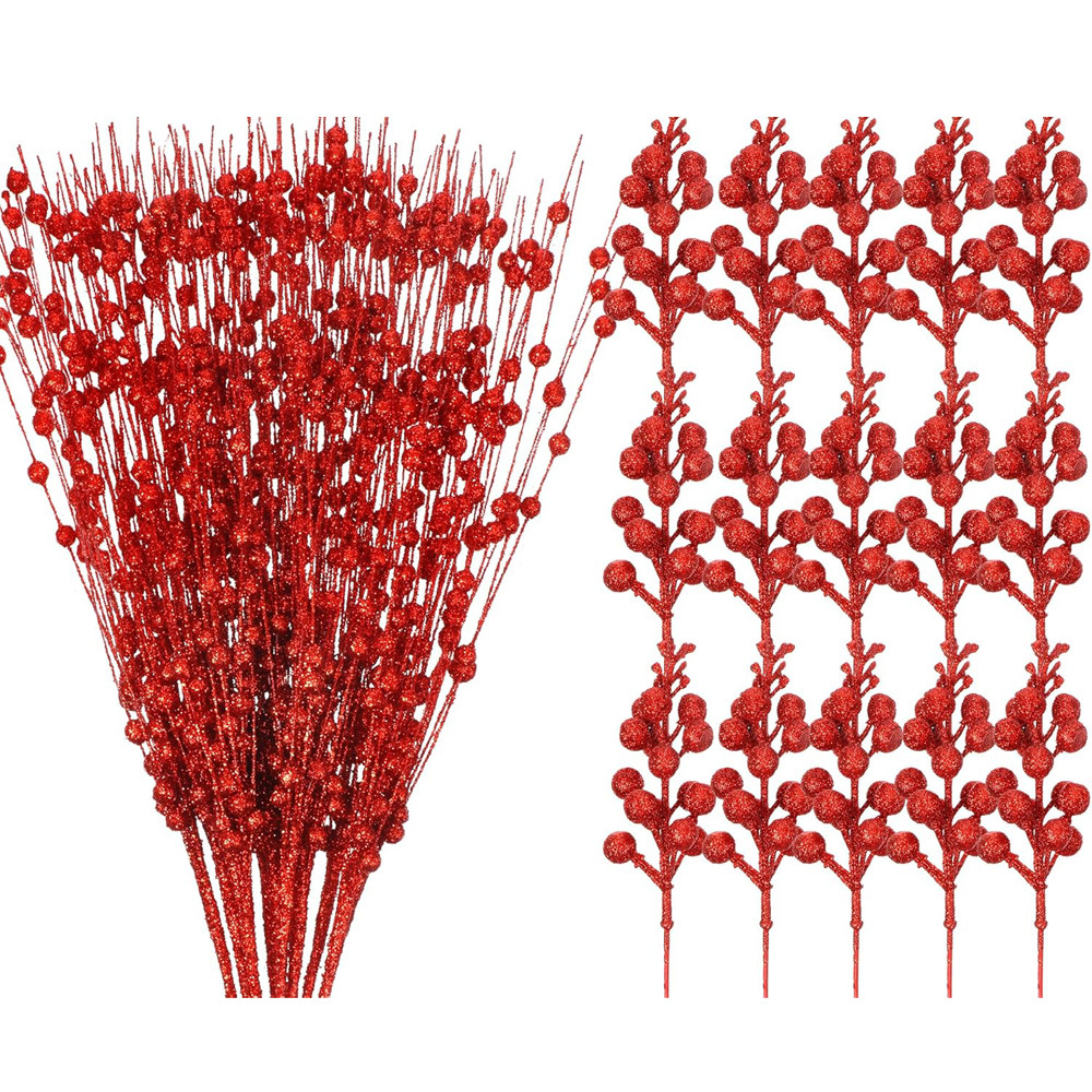 63 Navidad Bayas Combinación Ornamento Bolas de polvo de oro Navidad Guirnald de flores de caña Simulación de polvo de oro transfronterizo