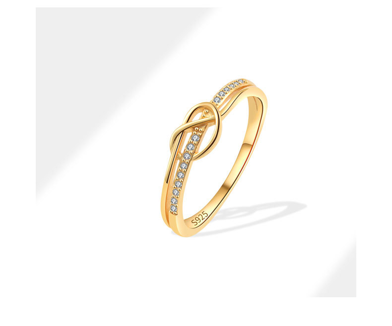 18K Gold Plated 925 Sterling Silver Zircon Knot Rings 925 Beauty & Health display picture 4