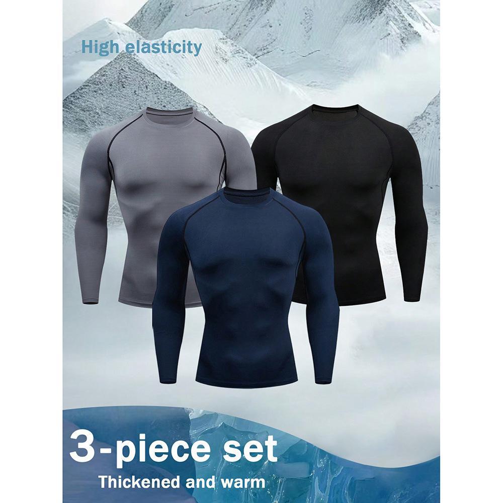 Men's Long Sleeve T-Shirt Sports Base Layer European Size Breathable Sweat Wicking Quick Drying Top_voghion.com