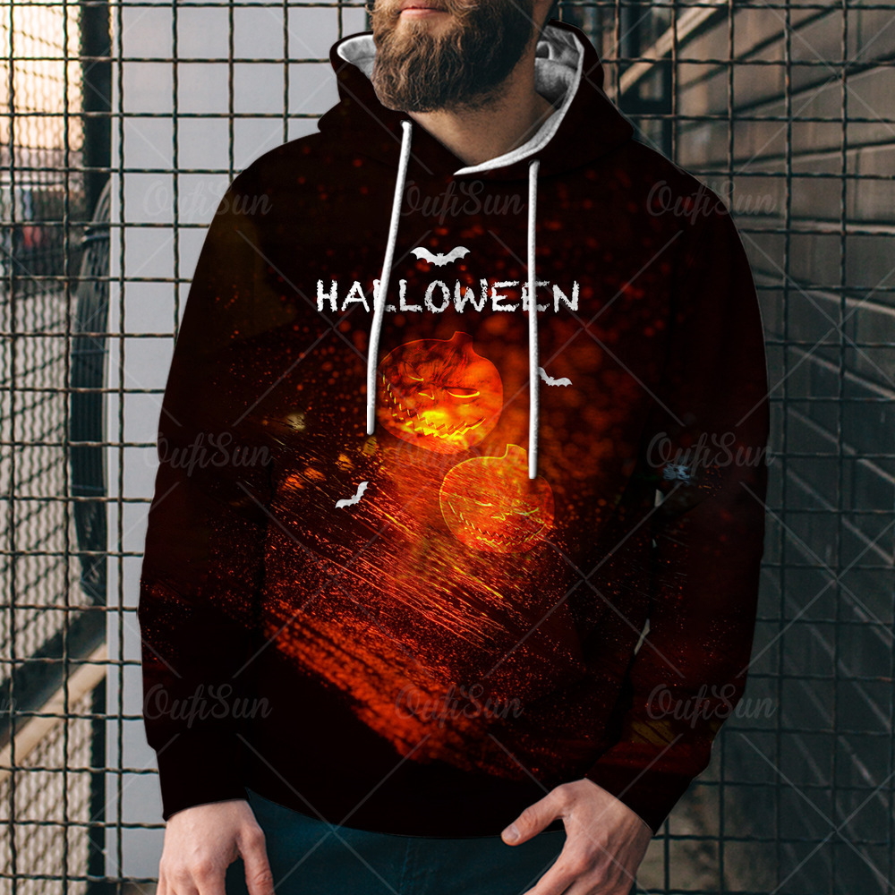 Ropa de Halloween suelta con calabaza moda primavera y otoño deportes transfronterizos 2024 primavera y otoño camisa de hombre otoño sombrero de Halloween