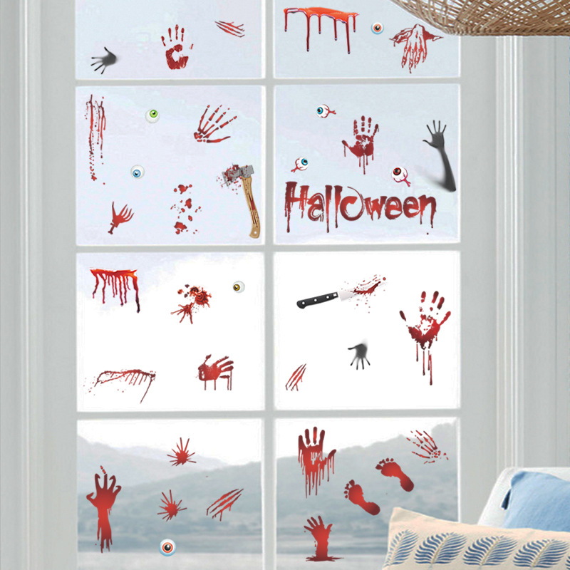 Wholesale Bloody Handprint Footprints Halloween Pattern Wall Sticker Nihaojewelrypicture7
