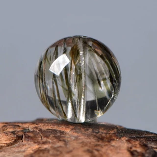 7A天然冰种绿碧玺发晶水晶散珠diy手工串珠多宝手链项链单珠圆珠