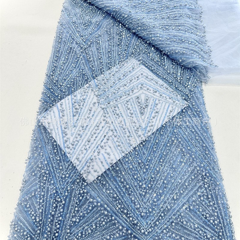 Bordado de tubo de cuentas, bordado de cuentas, tela de bordado, vestido de novia de moda, tela de encaje, lugar de comercio exterior transfronterizo