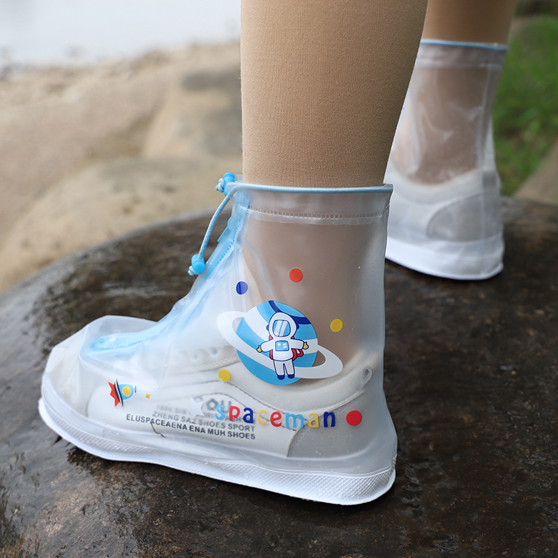Children's Rain Shoe Cover Men's and Women's Students Non-Slip Thickened Foot Cover Rain-Proof Sand-Proof Stain-Proof Infant Baby's Middle Tube Zipper