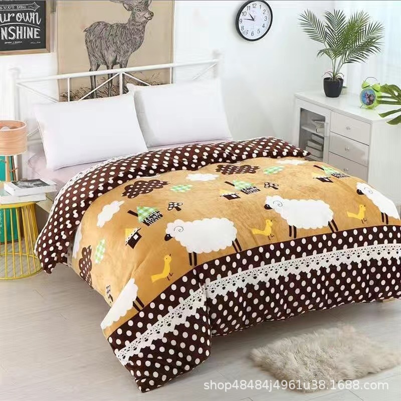 Flange edredón más edredón cubierta doble una sola pieza de lana de coral de doble cara de lana de invierno