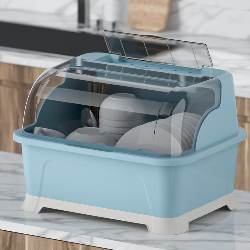 Tableware storage box with drain bowl and dish storage rack home kitchen countertop cupboard simple rental house