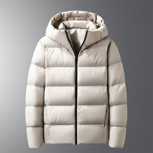 2023 new autumn and winter gray duck down men's casual men's down jacket couple hooded down jacket men's solid color coat