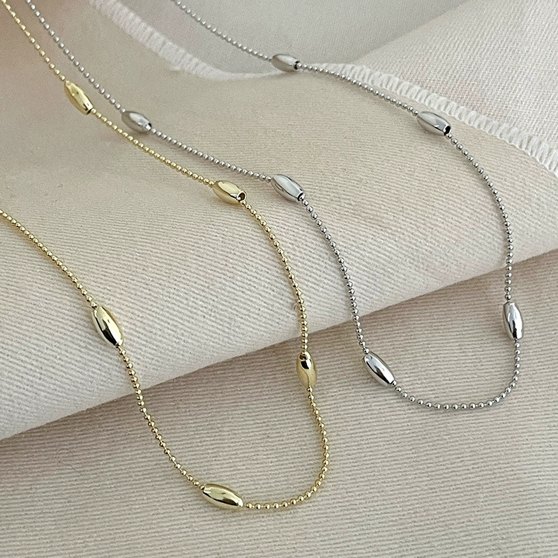 Under the banyan Small design minimalist necklace from pearl, fashionable universal chain for key bag , silver 925 sample, Korean style