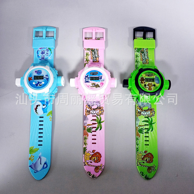 Cross-border Kidsren's 24-picture Projection Table Digital Watch Kidsren's Gift Dinosaur Shark Cartoon Watch Toy Export