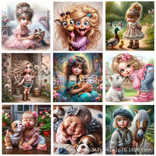 亚马逊5D钻石画马赛克热销新款钻石画卡通小女孩卧室客厅钻石画厂