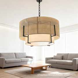出口欧美热销款双层设计藤编吊灯灯罩尺寸与悬挂高度均可定制