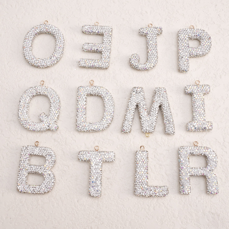 Cross-Border 26 English Capital Letters Keychain Accessories Pendant Diamond Car Keychain DIY Men's and Women's Keychain Cross-Border 26 English Capital Letters Keychain Accessories Pendant Diamond Car Keychain DIY Men's and Women's Keychain
