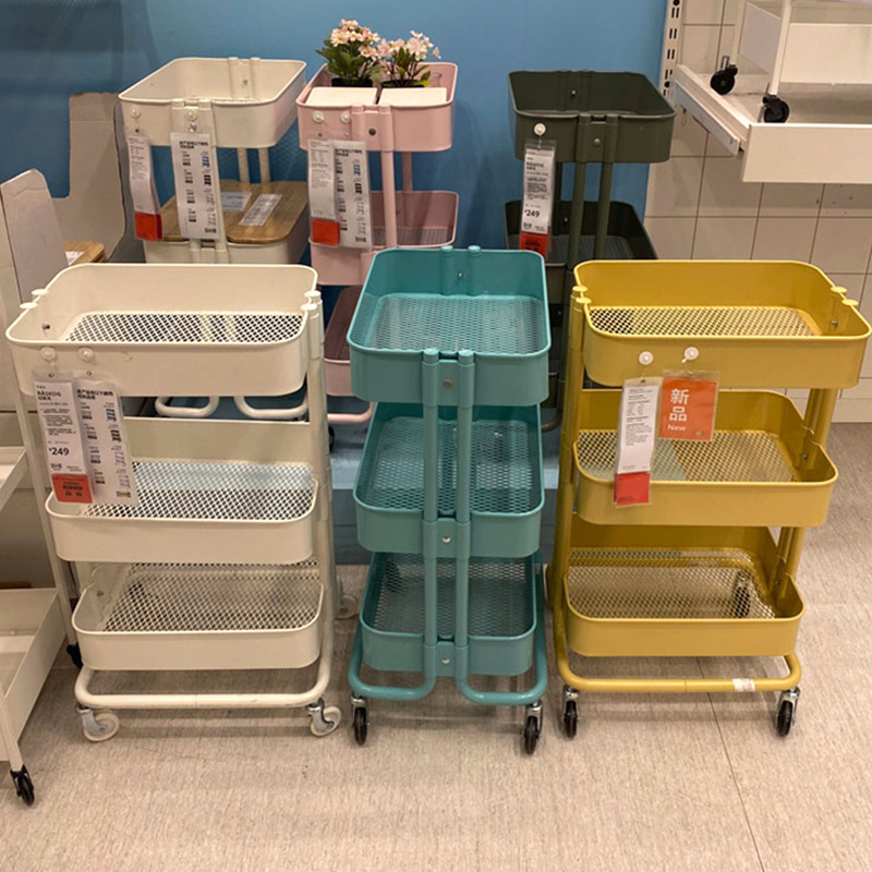 トロリー収納ラックキッチン床置き多層可動ウォーターカップラックベビー用品スナック収納収納ラック|undefined