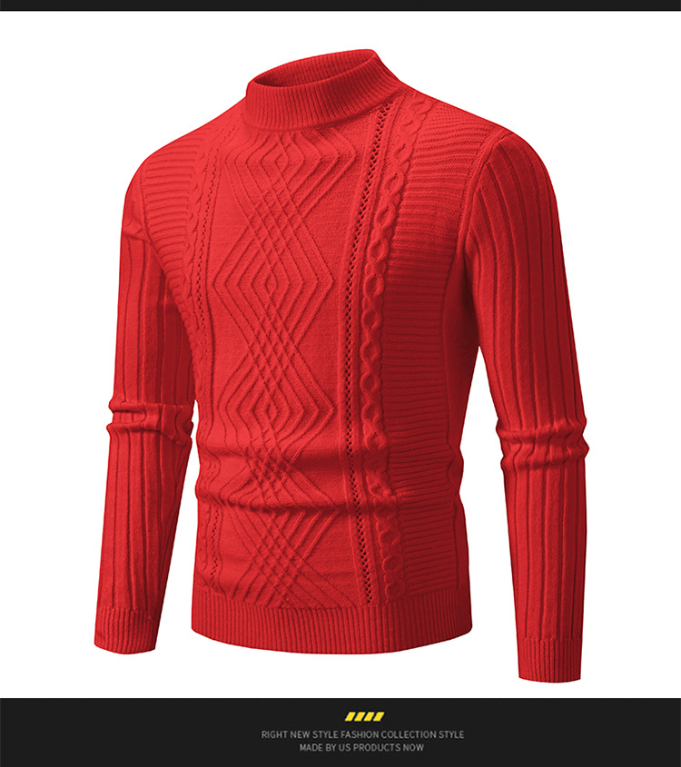 Men's Slim Fit Mock Neck Sweater Soft Knit Pullover For Men_voghion.com