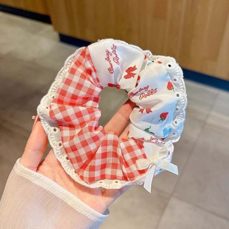 Anillo de cabello de intestino grande colección de anillo de cabello simple y fresco super inmortal flor triturada encaje adornos para el cabello popular cuerda de cabello al por mayor