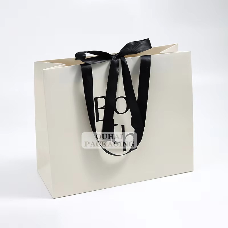 定 制小型企业标志纸袋奢侈品商店包装品牌购物袋优质纸质