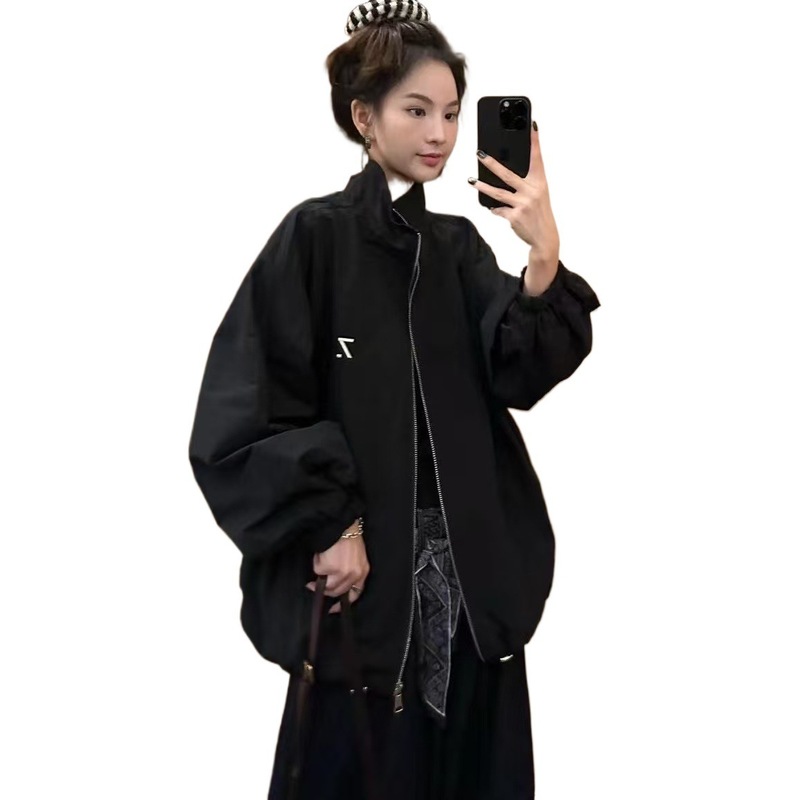 欧货立领外套女2025秋装新款时尚百搭休闲宽松大版棒球服夹克上衣|undefined
