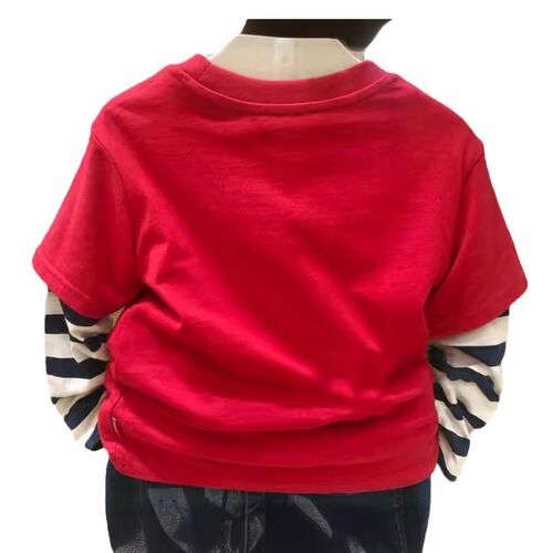 Bear Spring and Autumn New Season Bear Patchwork Pajama Top Long Sleeve T-shirt Korean Style Striped Top