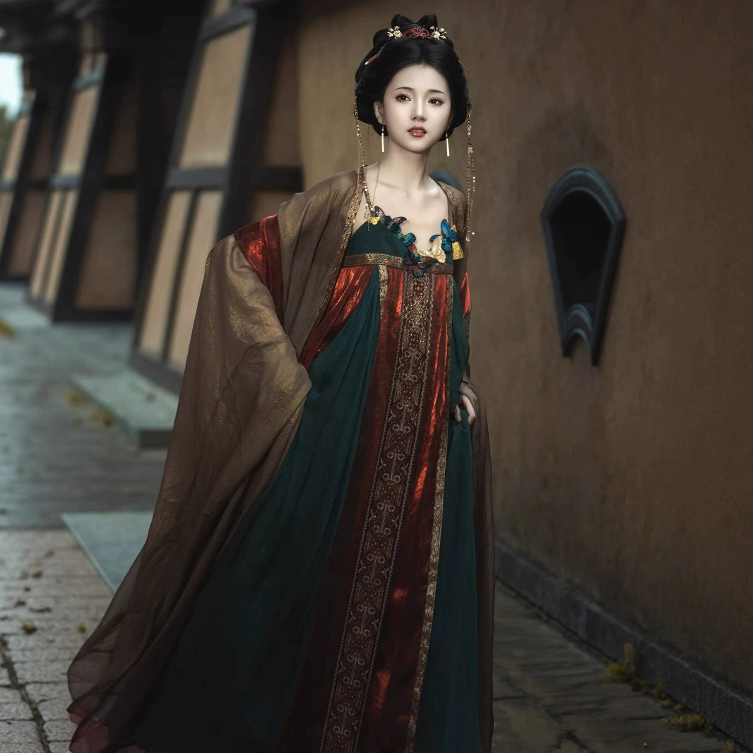 Новинка 2025 года, экзотическое оригинальное Hanfu со стеклянными перьями Hanfu, экзотическое платье на подтяжках с большими рукавами Han Element, супер сказочный комплект.