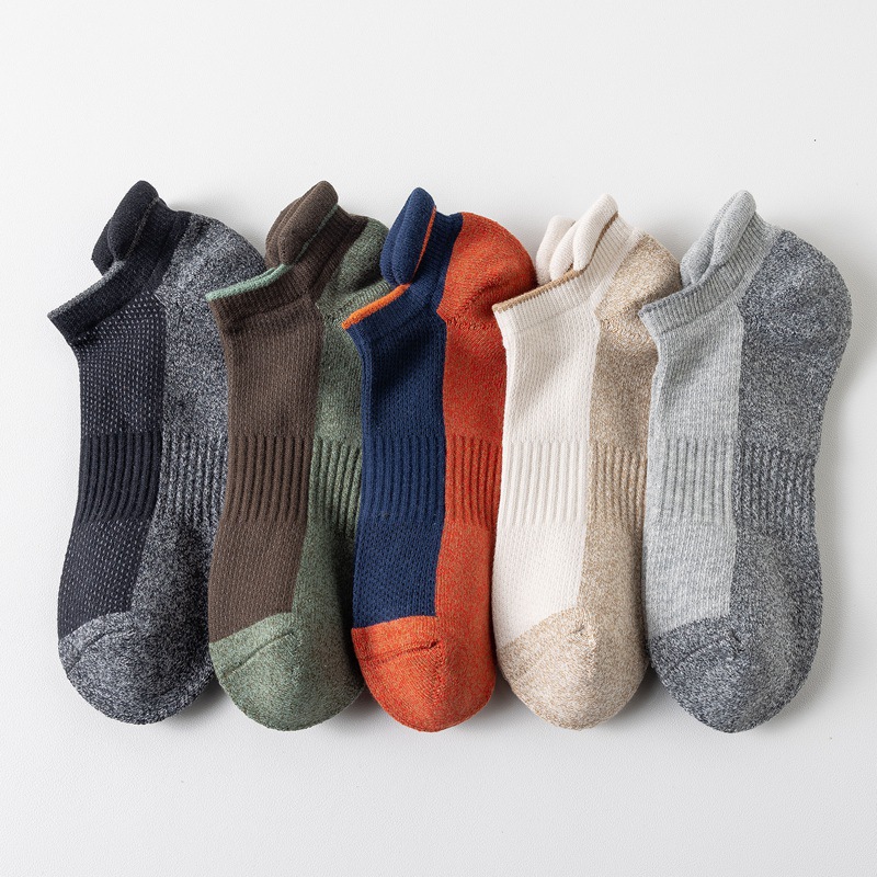 Cross-Border Small Ear Towel Bottom Boat Socks Short Socks Thickened Sports Outdoor Hiking Running Socks Men's Terry Socks