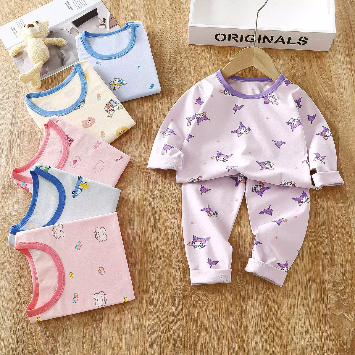 儿童莱卡纯棉秋衣秋裤套装男童女童宝宝家居服睡衣春秋款内衣童装