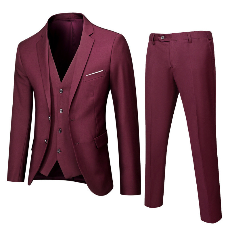 Men's Double-Breasted Suit Set Slim Fit Wedding Blazer And Trousers Formal Business Casual Versatile Color Palette_voghion.com