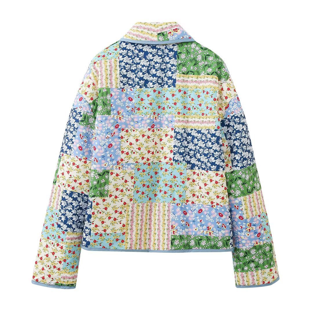 Wholesale 2023 Autumn New Arrival European and American Style Retro Patchwork Printed Cotton Jacket, Simple, Casual, Versatile